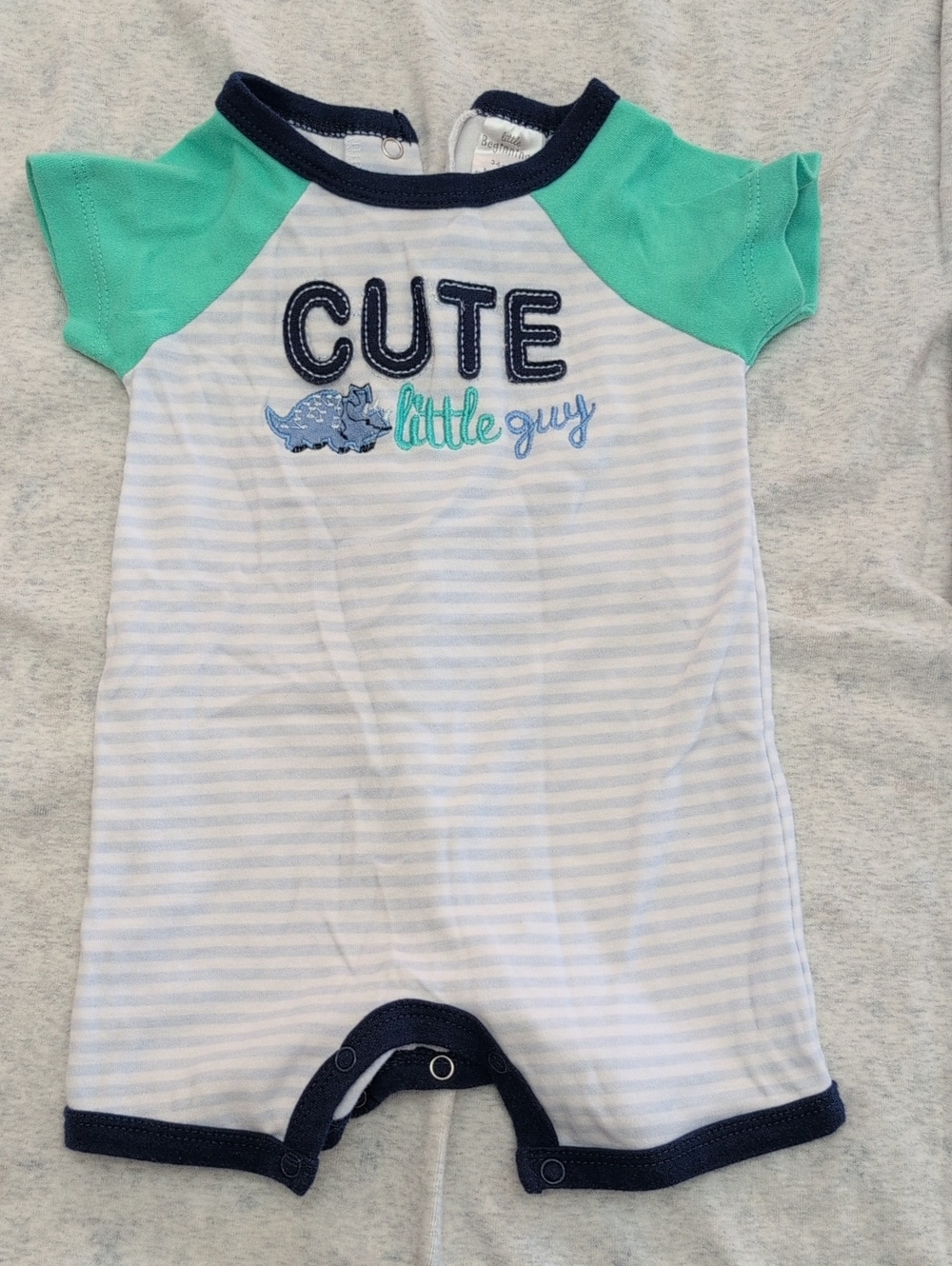 Little Beginnings "Cute Little Guy" Blue & Mint Baby Romper